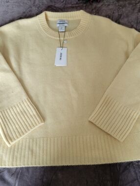 Jason Wu Pale Yellow Crewneck Knit Pullover Size Large